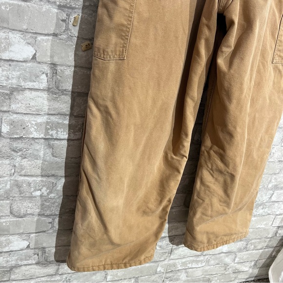 Vintage Carhartt Men's 48 Duck Canvas Bib Suspender Overalls Tan Carpenter Pants - Picture 5 of 14